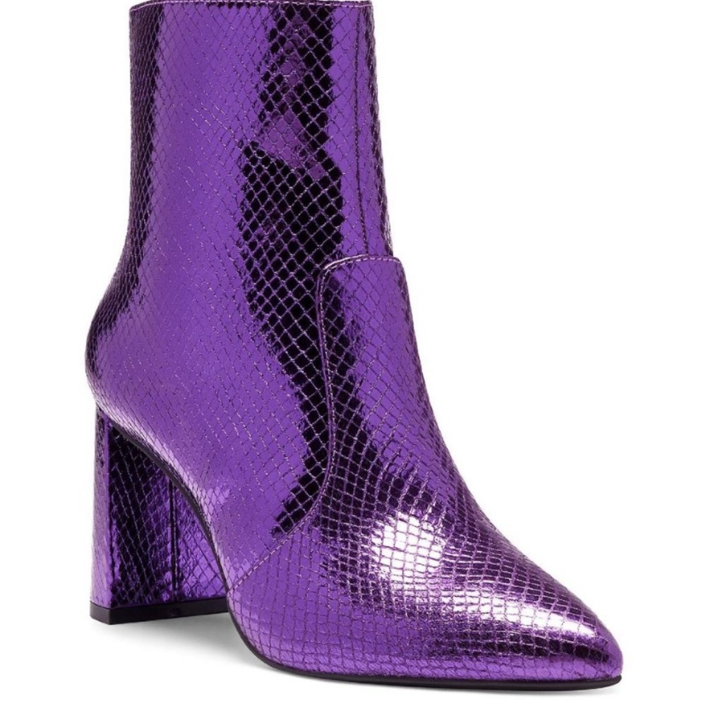 INC International Concepts Purple Snakeskin Ankle Boots - Picture 5 of 6